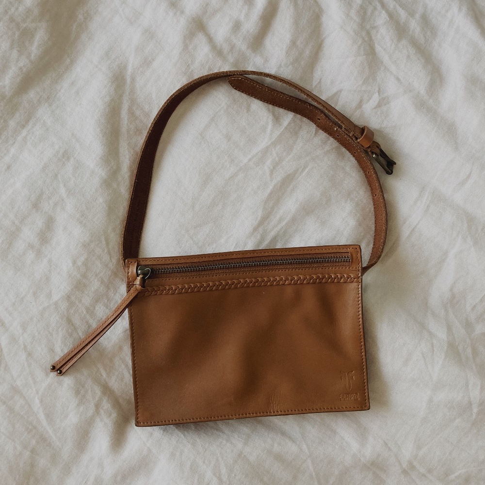 New Frye Brown Tan Leather Belt Waist Bag